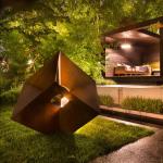 Modern Rusty Corten Steel Hand Sculpture Cube For Outdoor Decoration