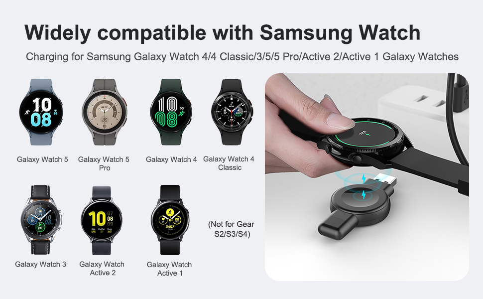 Dual Interface Samsung Apple Watch Charger Smartwatch Wireless Charging 2.5W 20g