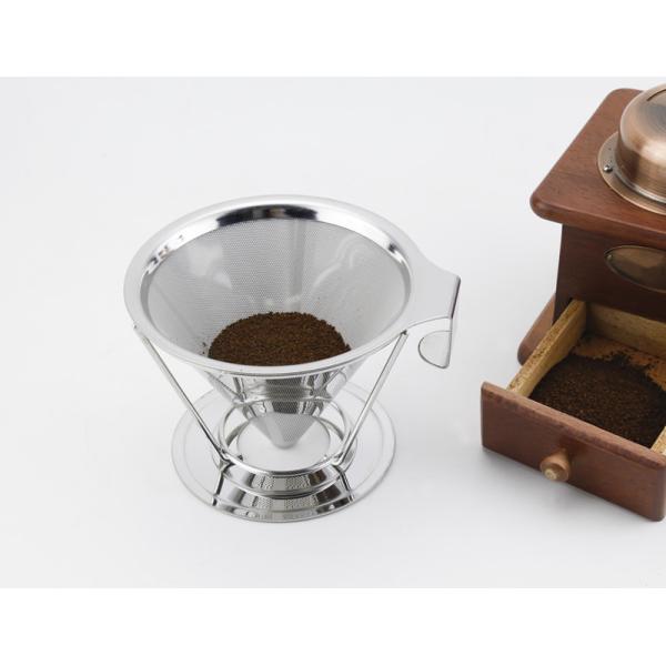 Double Mesh Stainless Steel Coffee Dripper With Bend Handle And Rack