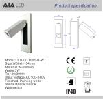 hotel led flexible arm bed side wall reading light/bed led wall light/bed