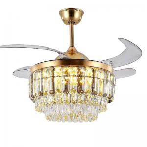 China 52" Retractable Chandelier Folding Ceiling Fan With Light Gold wholesale