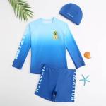 Gradual Blue 3PCS Swimwear Set Boy Split Lively Outdoor Long Sleeve Boys