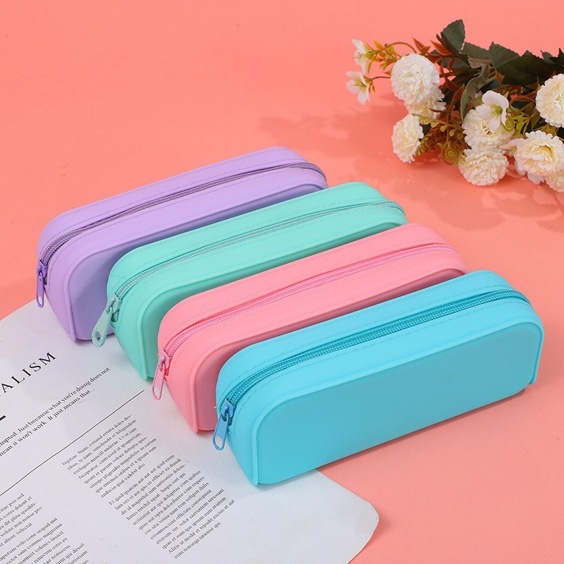 Zipper Silicone Pencil Holder BPA Free Great Durability for School Supplies Office College Teen Girls Adults