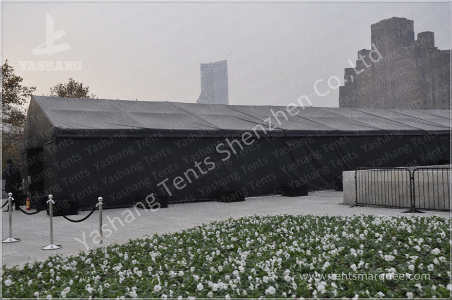 Durable 300 People Black Fabric Tent Structures , PVC Party Tent Marquee