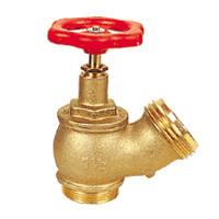 China Pipe Fitting Brass Oblique Fire Hydrant Valve With Red Round Handle wholesale