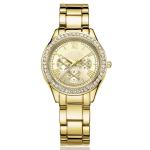 18K Gold PVD Plated Quartz Ladies Wrist Watches 3atm Waterproof
