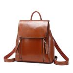 Fast Delivery New Fashion Oil Wax Real Leather Student Women Backpack Bag
