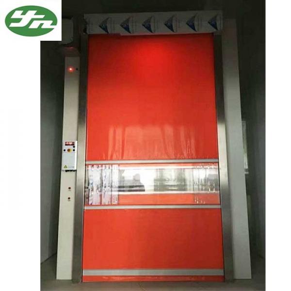Quality Automatic Cargo Air Shower Tunnel With Red PVC Rolling Up Fast Shutter Door for sale