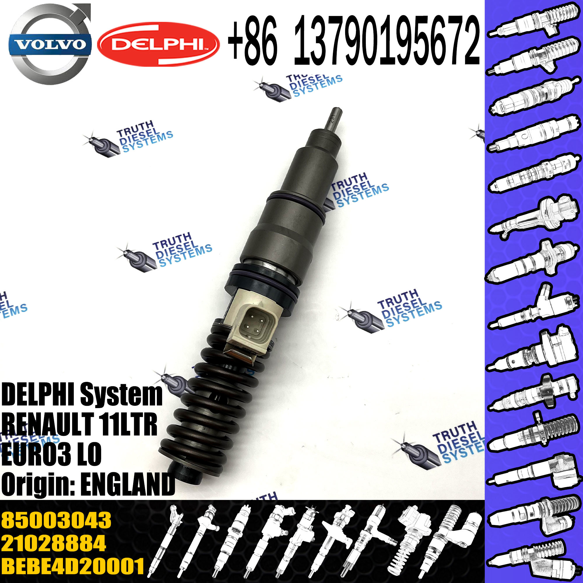 High quality 2 pin Diesel pump injector BEBE4D04001 3801432 3801750 3803913 85003043 for diesel engine
