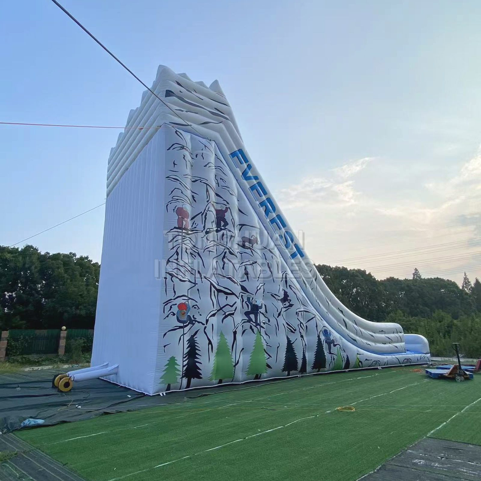 Commercial Giant Everest Theme Inflatable Slide with Extended Landing Area Climbing Ladder and Safety Net for Parks Events and Rental Business