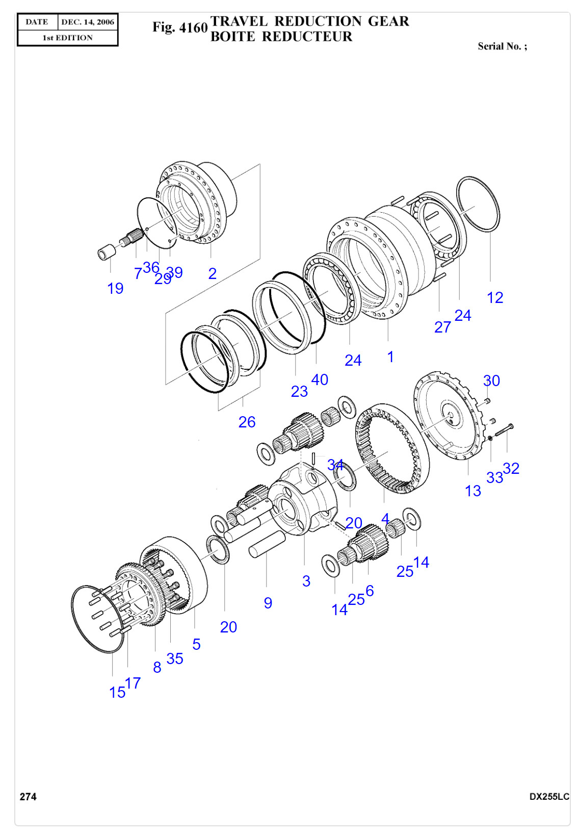 DAW00 Excavator Travel Reducer Travel MotorFor DH258 Fianl Drive K9005007