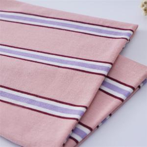 China Multi-Colored And Fashionable Cotton Feel Striped Knit Fabric For T-Shirt wholesale