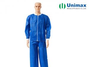 China Non Woven Lab Coat With Zipper, Knitted Collar wholesale
