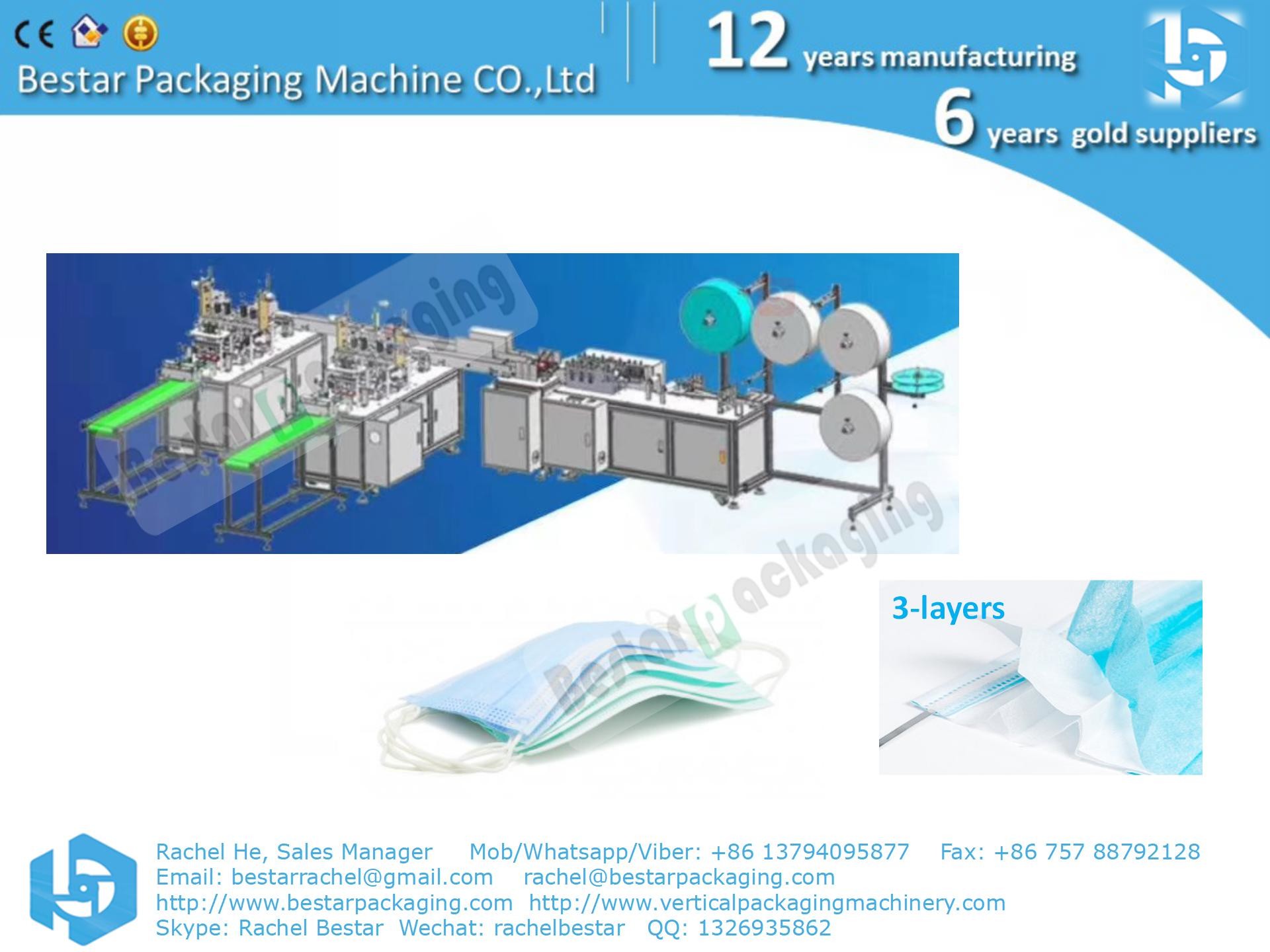 Nonwoven 3-layers medical mask making machine, 2-layers mask production line