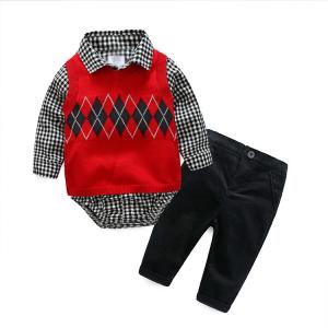 China Breathable Cute Newborn Baby Clothes Kids Sweater Clothing 3pcs Birthday Dress wholesale