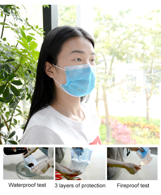 3 Ply Non Woven Dust Face Mask Disposable Earloop Anti Virus Non Irritating