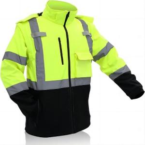 China 55inch Safety Reflective Jacket Removable Hood Sleeves Hi Vis Waterproof Lightweight Jacket on sale