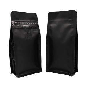 China Resealable coffee bag packaging /Eco-friendly coffee bag custom printed /Matt black bag with valve coffee bag wholesale