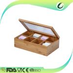 High quality small bamboo tea packaging box with glass lids