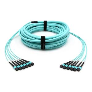 China Female to Female 6 x MPO Trunk Cable Assembly 72 Fibers OM3 OFNR Aqua Jack wholesale