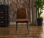 Contemporary Brown Leather Dining Room Chairs Super Soft Sponge American Style