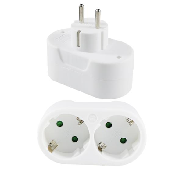 Dual Outlet EU Plug Power Adapter 250V 10A for Travel
