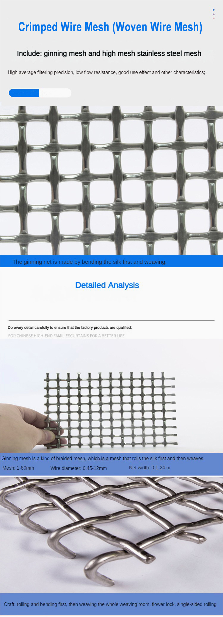 High Temperature Resistant Crimped Wire Mesh with Customizable Aperture for Anti-Corrosion Applications
