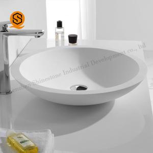 China Corian Wash Basin Counter Artificial Stone White Bathroom Sink wholesale