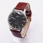Chronograph Mens Stainless Steel Watch , Black Watch With Brown Leather Strap