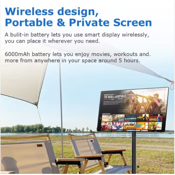 Touch Screen Portable Smart TV Full HD 32 Inch Wireless White Cabinet