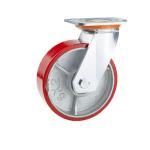 Ball Bearing Red Color PU Material Flat Bottom Double Brake Caster 1 Piece Min