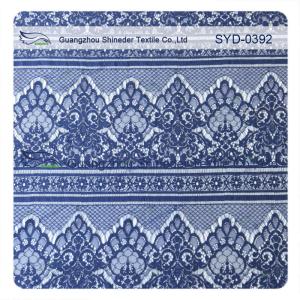 China Easy Cleaning Navy Nylon Garment Lace Fabric Scalloped Lace Eyelash Fabric wholesale