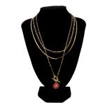 Gold Fashion Barbie Diamond Castle Necklace Carnelian Pendant Necklace For Women