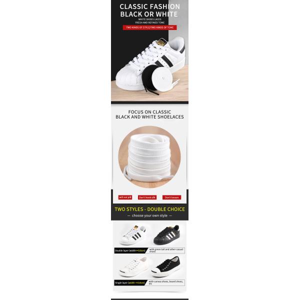 Customized Logo Wholesale bulk cheap flat black and white classic custom shoe laces