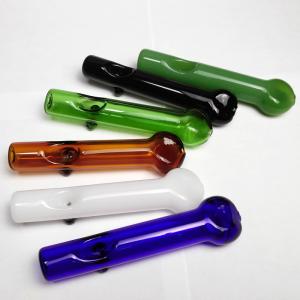 China White / Green Glass Hand Pipes , Heady Spoon Pipes 4.3&quot; For Dry Herbals wholesale
