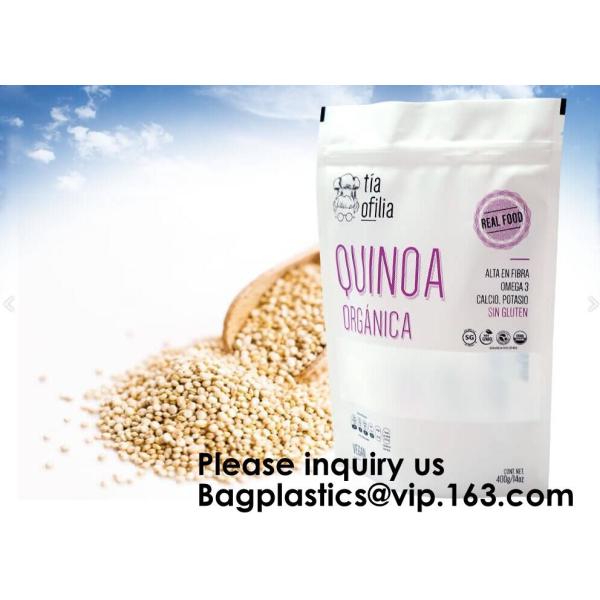Custom Print Biodegradable Foil Packaging Soft Zipper Stand Up Bottom Gusset Plastic Drinking Pouches Bags With Straws