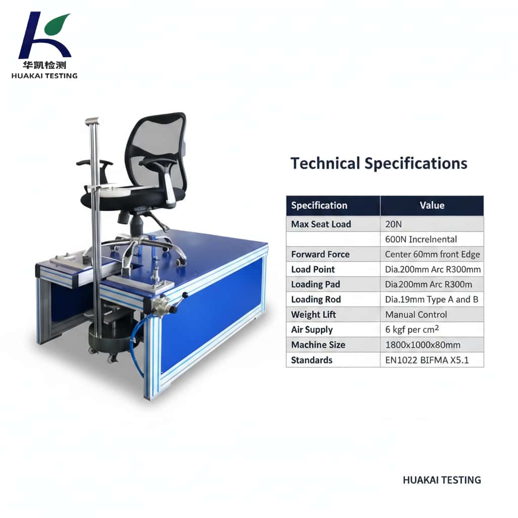 Office Chair Forward & Rear Stability Test Machine | Indoor Seating Stability Tester | BIFMA X5.1 Furniture Testing Instrument