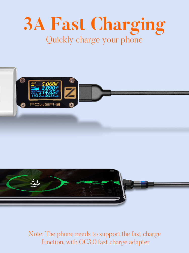 Data Transfer 2M Magnetic USB Charging Cable SGS 2 In 1 USB C Cable