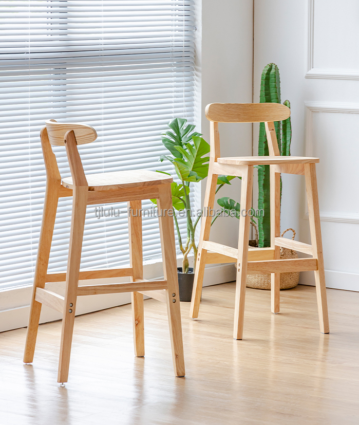 Vintage Style High Chair Bar Stool with Solid Wood Material LL-C34