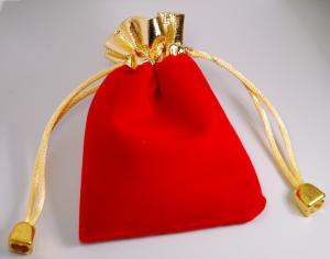 China 50 jewelry pouches - Gold top velvet pouches, jewelry bags, red color, 10cmX8cm wholesale