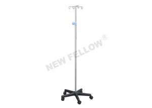 China Hospital Stainless Steel Portable IV Stand Collapsible IV Pole With 5 Castors on sale
