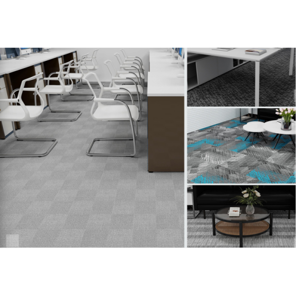 Printed Nylon Carpet Tile Beige Vertical Linear Textured Nylon Carpet
