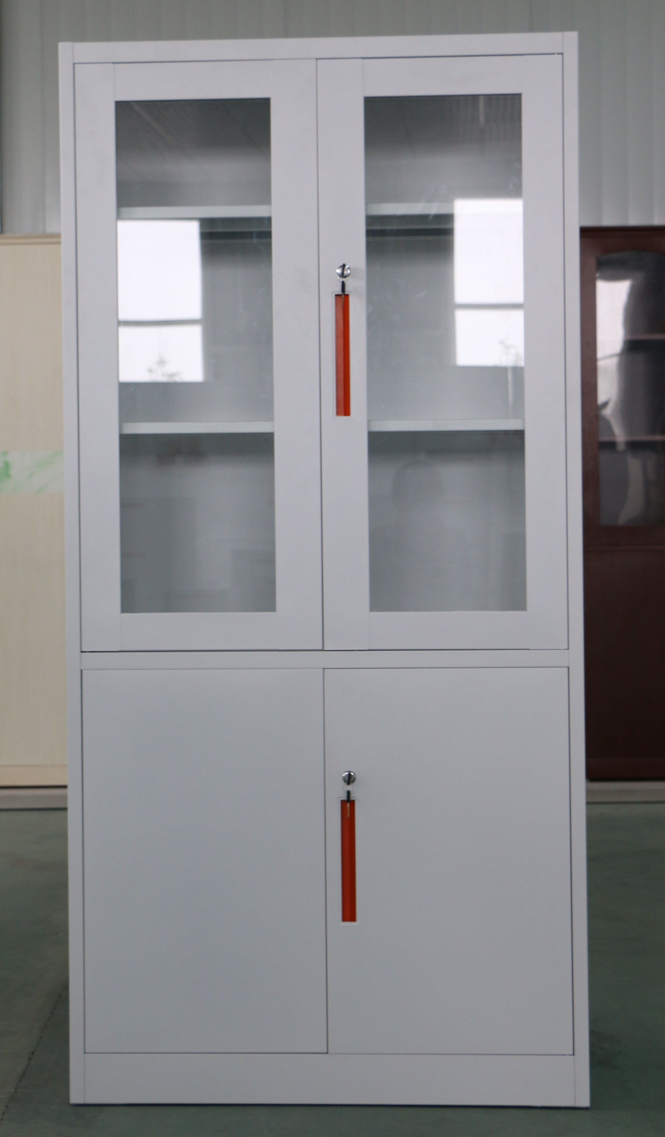 Glass Swing Door Steel Office Cupboard Electrostatic Powder Coating