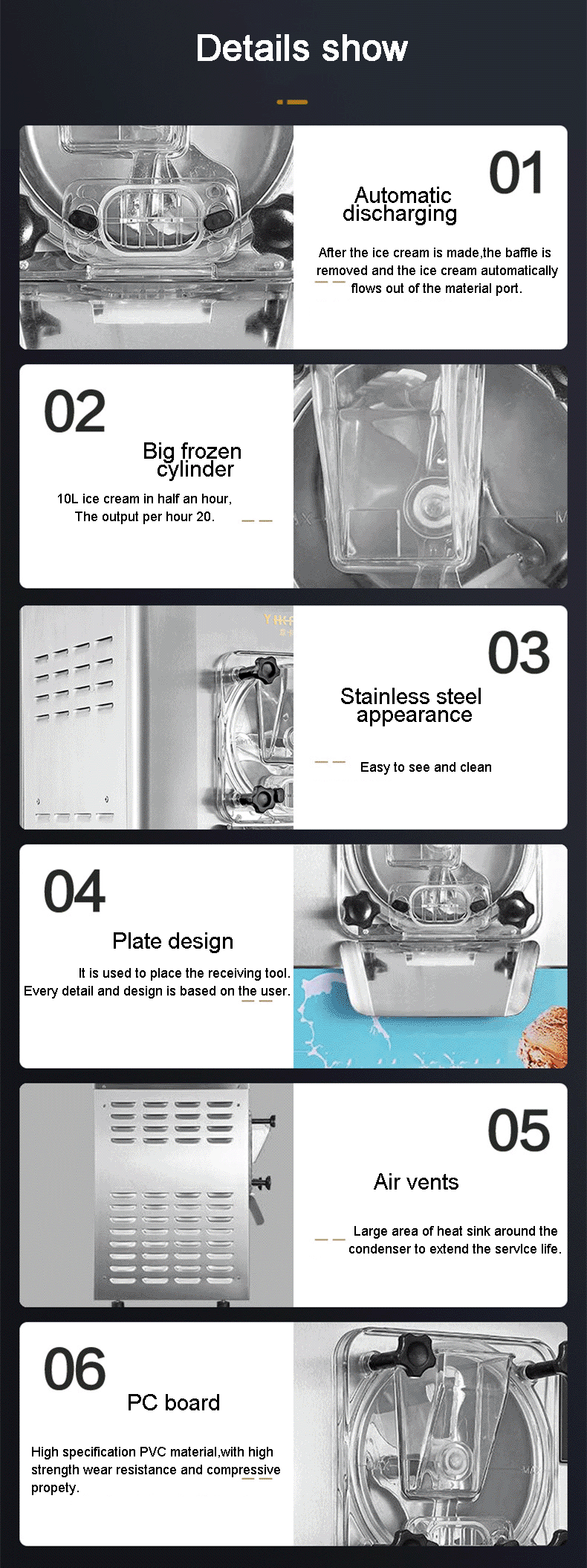 Business Food Truck Gelato Making Machine Commercial Ice Cream Maker with Hard Ice Cream Machine and 66kg Gross Weight
