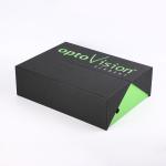 double door black and green pu leather cardboard luxury gift box with customized
