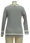 Ladies Long Sleeve Shirt Round-neckline Melange Fabric Normal Size Blend Fabric