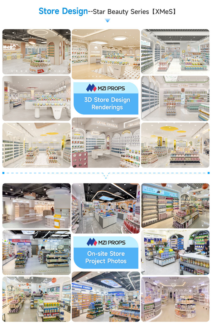 Mom & Baby Store Iron Powder Coated Display Cabinet Arc Shoe High Cabinet Single-sided Shelves for Maternity Store Design and Retail Shop Display
