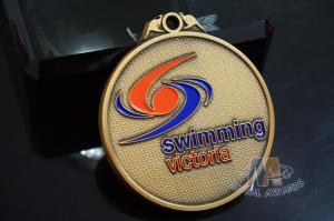 China Swimming Football Or Flag Football Custom Sports Logo Medals Filling Soft Enamel With Texture Recessed wholesale