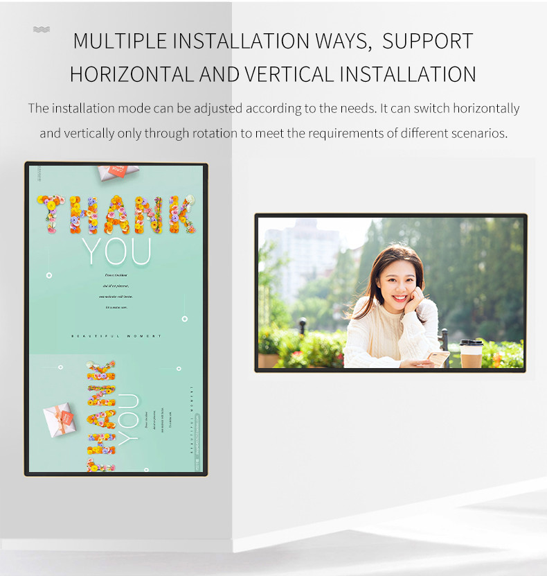8G Memory 49Inch Wall Mounted Advertising Display For Catering