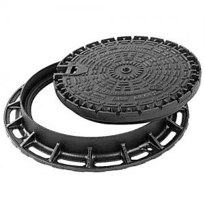 China 500mm Round Cast Iron Manhole Cover Black Iron / Ductile Iron Frame wholesale